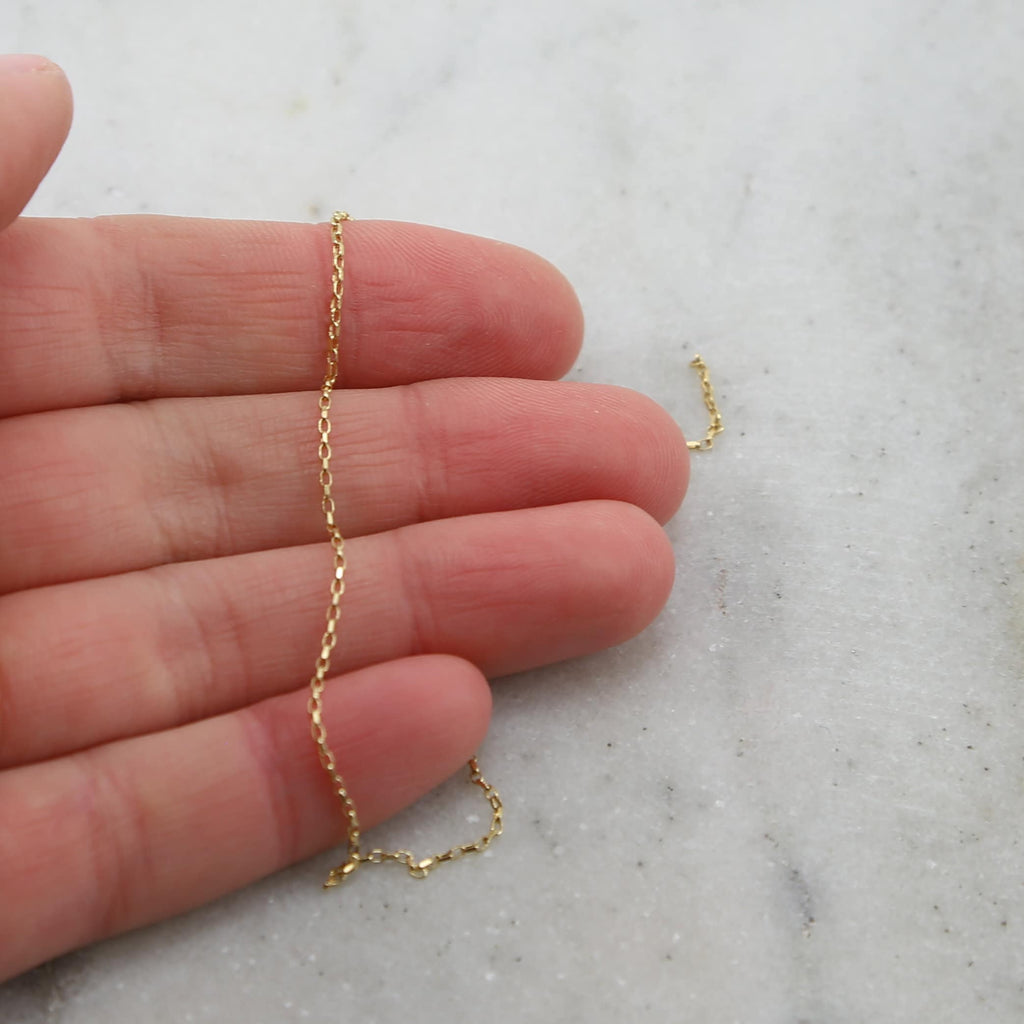 1.5mmx1mm Sterling Silver or Vermeil Sleek Shiny Diamond – Sold by the Foot