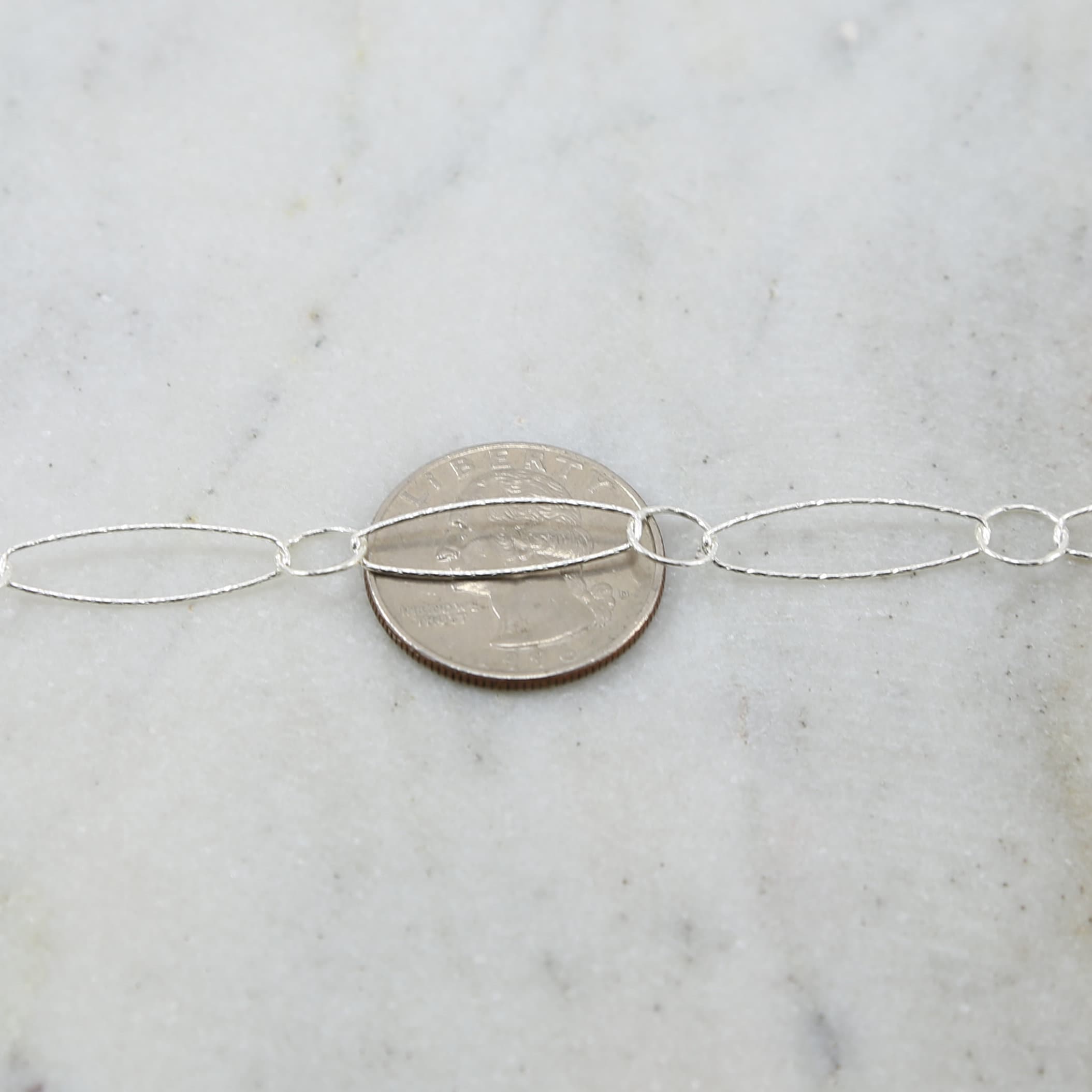 Sterling Silver Large Textured Hammered Oval and Circle – Sold by the Foot