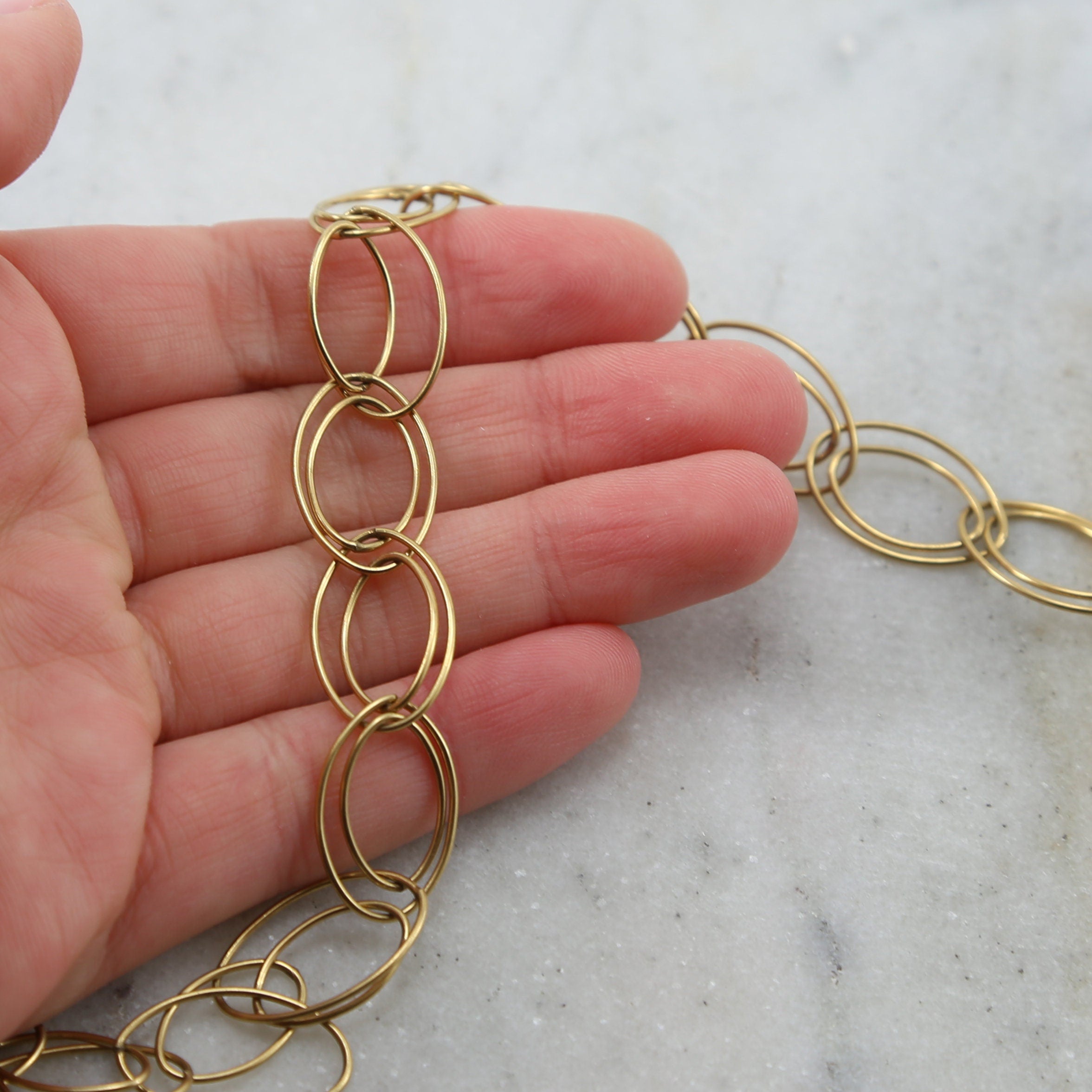 Sterling Silver or 14K Gold Filled Large Layered Oval – Sold by the Foot