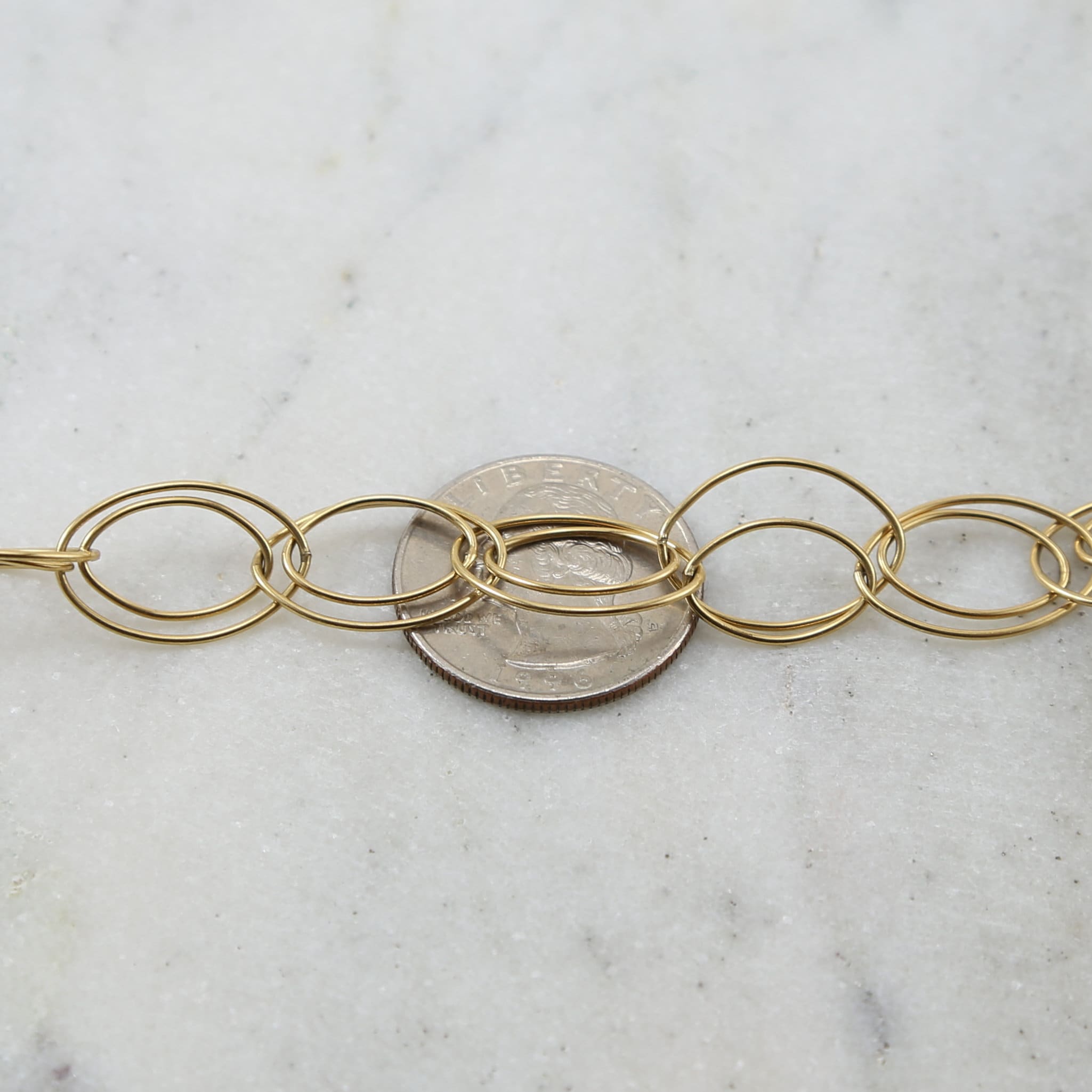 Sterling Silver or 14K Gold Filled Large Layered Oval – Sold by the Foot