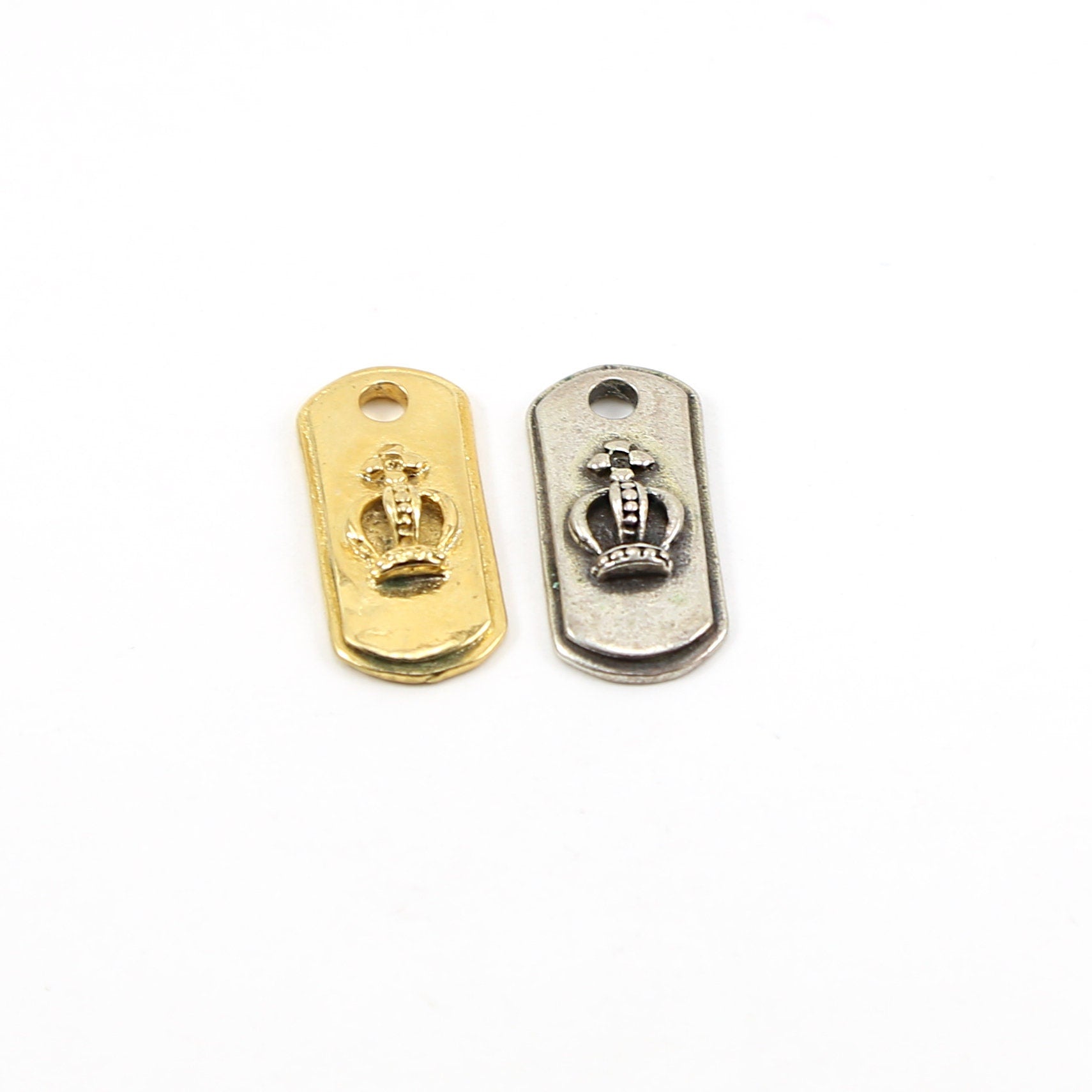 27mmx12mm Sterling Silver or Vermeil Long Raised 3D Queen Princess Crown Dog