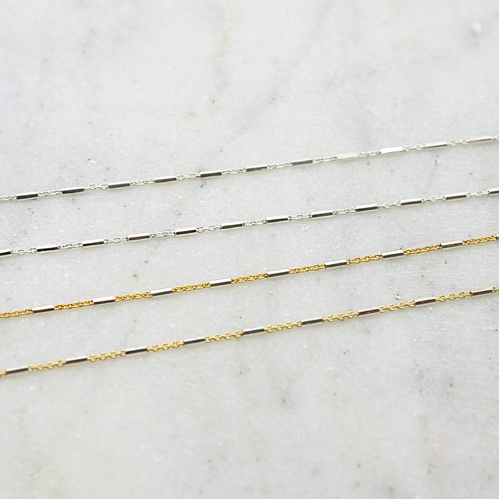 Sterling Silver or Vermeil Dainty Bar Chain with Tiny Links Dainty Modern
