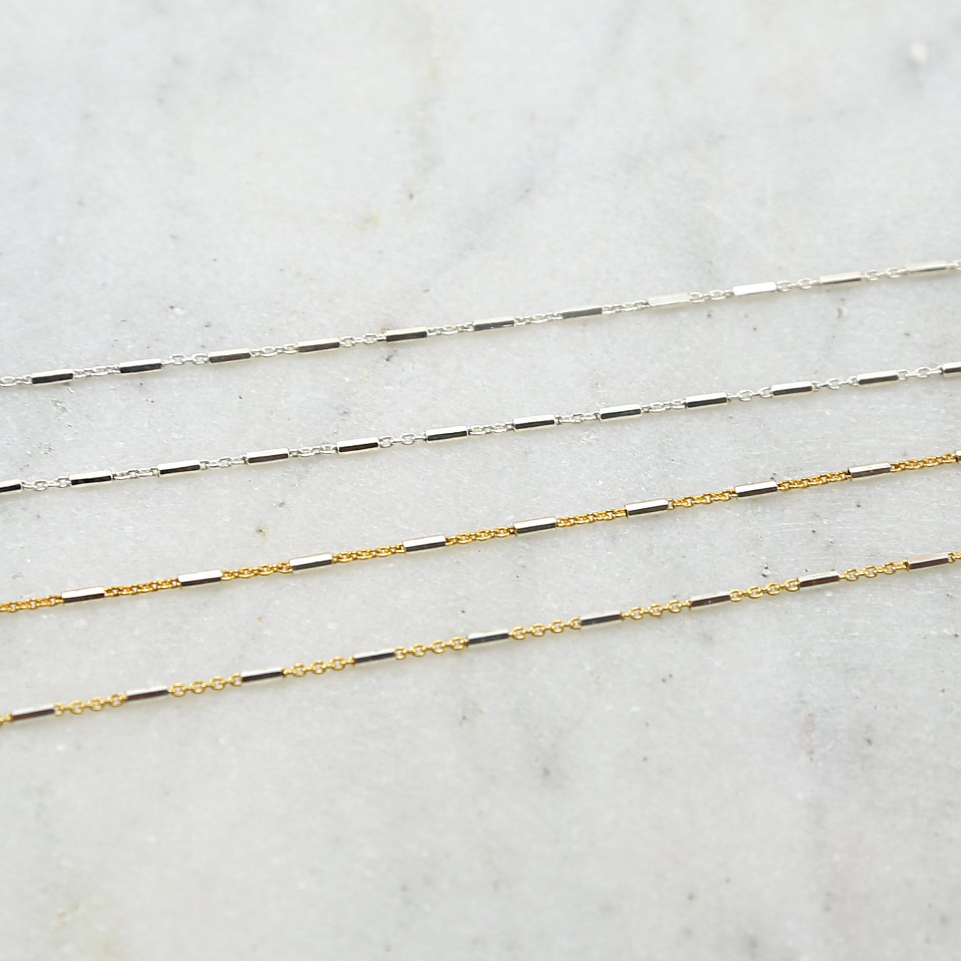 Sterling Silver or Vermeil Dainty Bar Chain with Tiny Links Dainty Modern