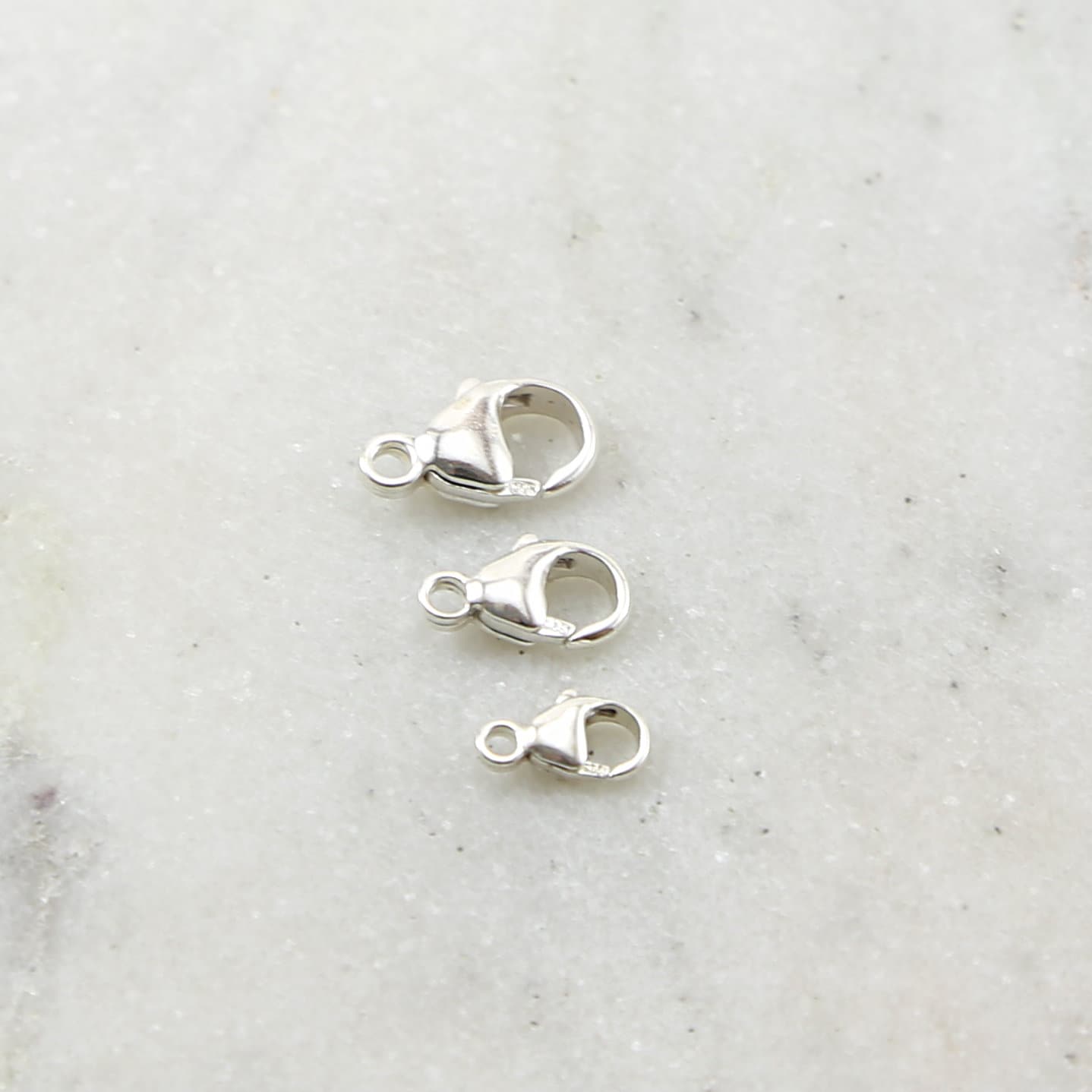Sterling Silver . Rounded Lobster Clasp 3 Sizes 9mm 11mm 13mm Chain