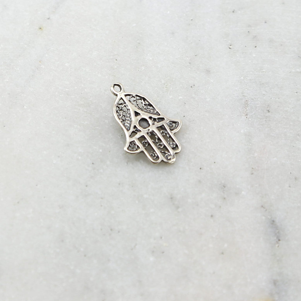 Sterling Silver Hamsa Hand Filigree Life Good Luck Fortune Happiness