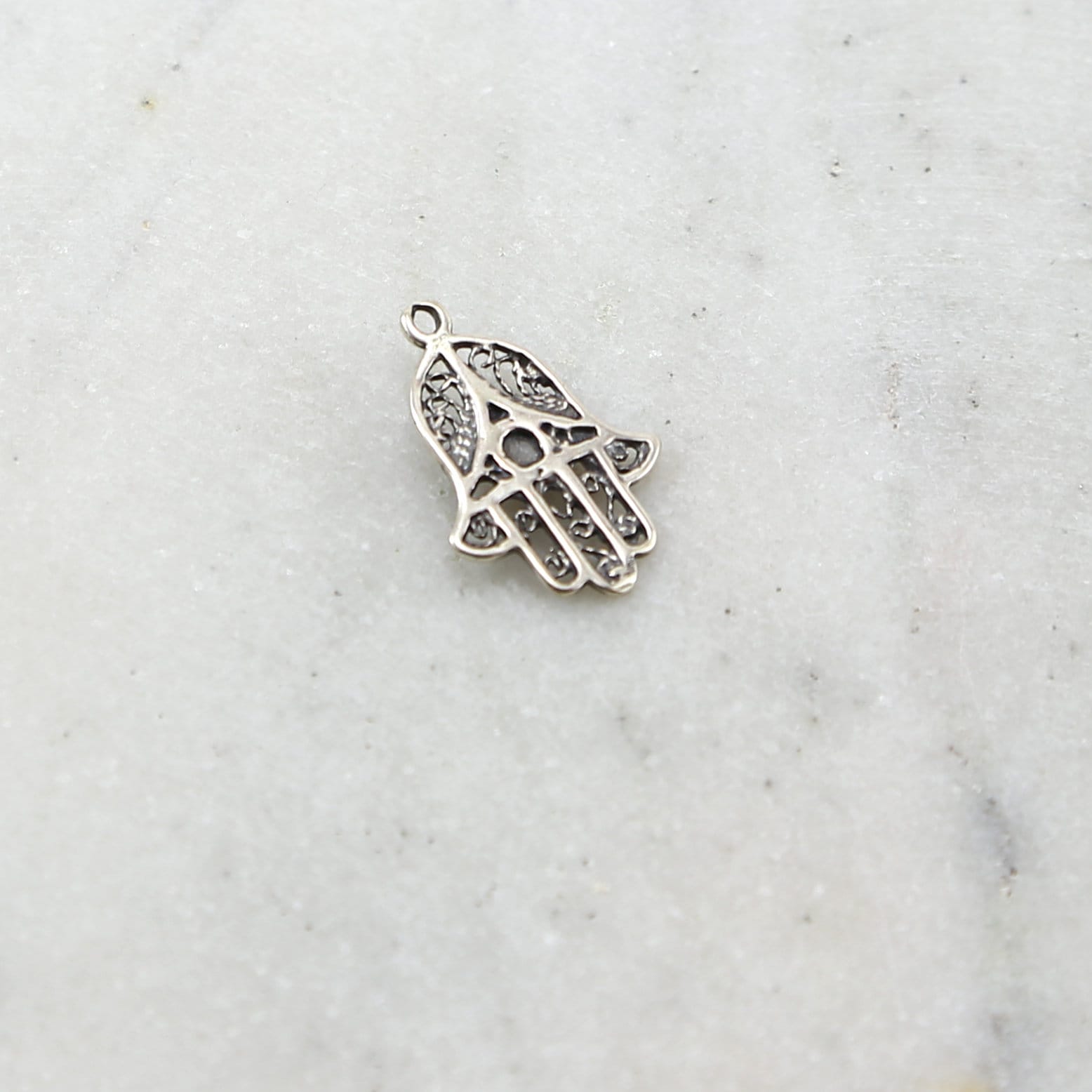 Sterling Silver Hamsa Hand Filigree Life Good Luck Fortune Happiness