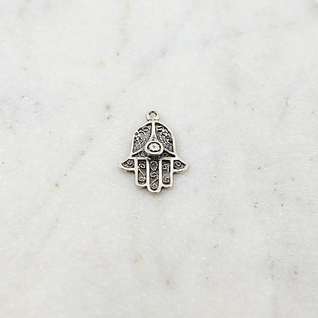Sterling Silver Hamsa Hand Filigree Life Good Luck Fortune Happiness