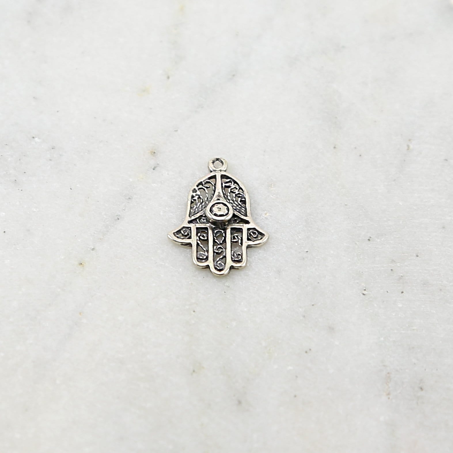 Sterling Silver Hamsa Hand Filigree Life Good Luck Fortune Happiness