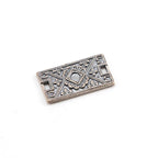 Sterling Silver Ornate Art Deco Imprint Design Rectangle Bar Plate