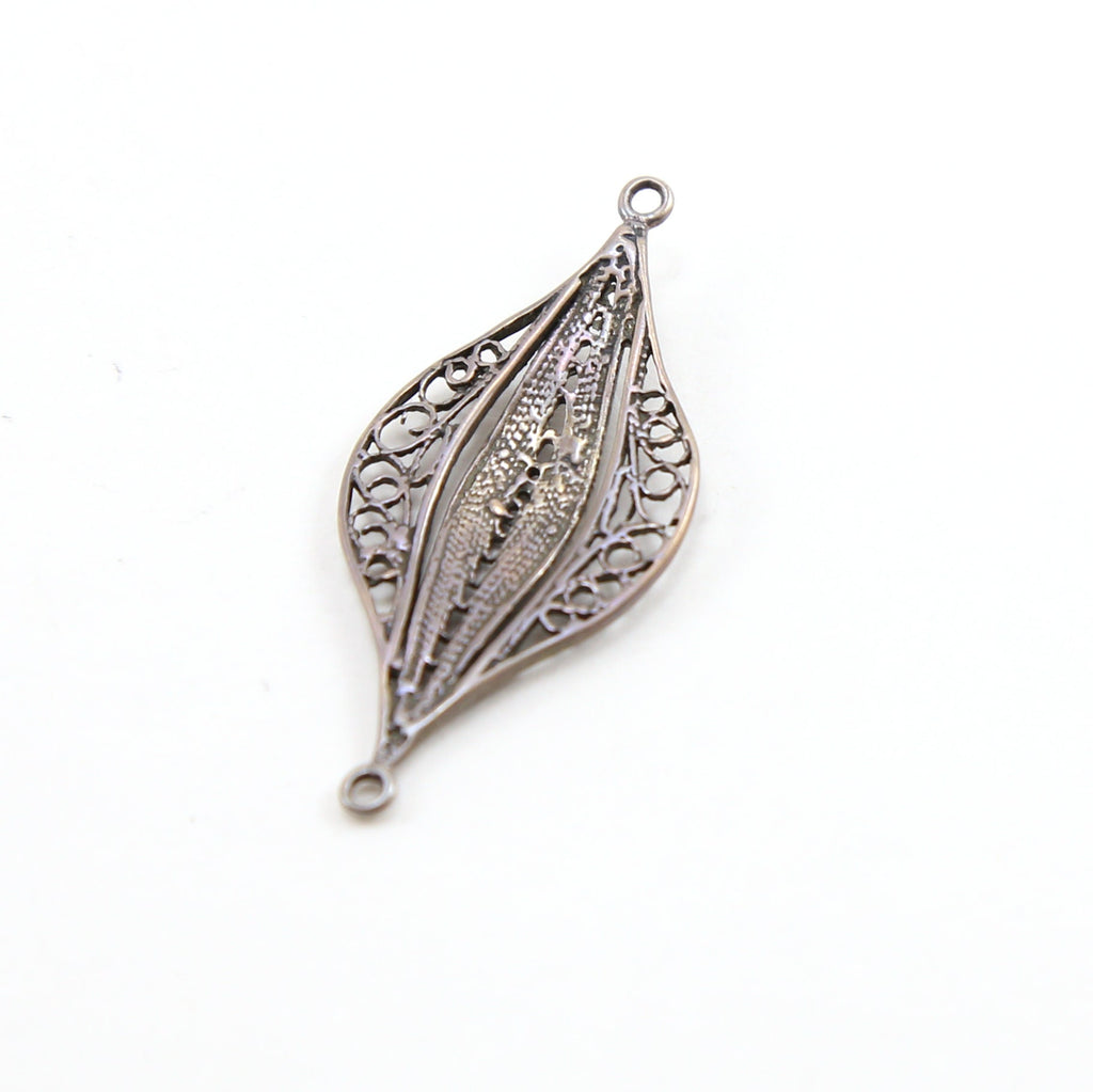 Sterling Silver Rounded Connector Charm with Swirl Detailing