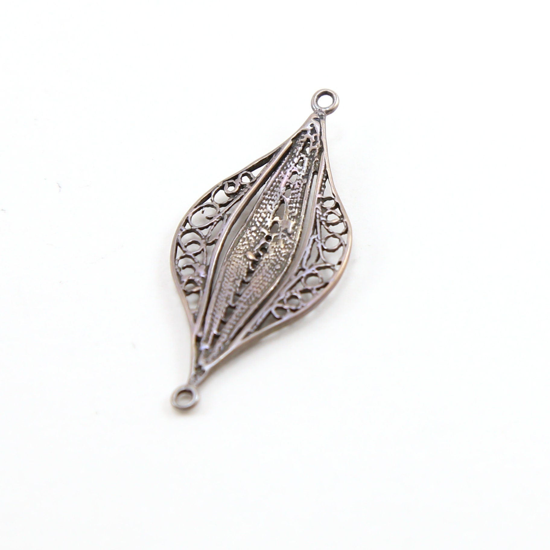 Sterling Silver Rounded Connector Charm with Swirl Detailing