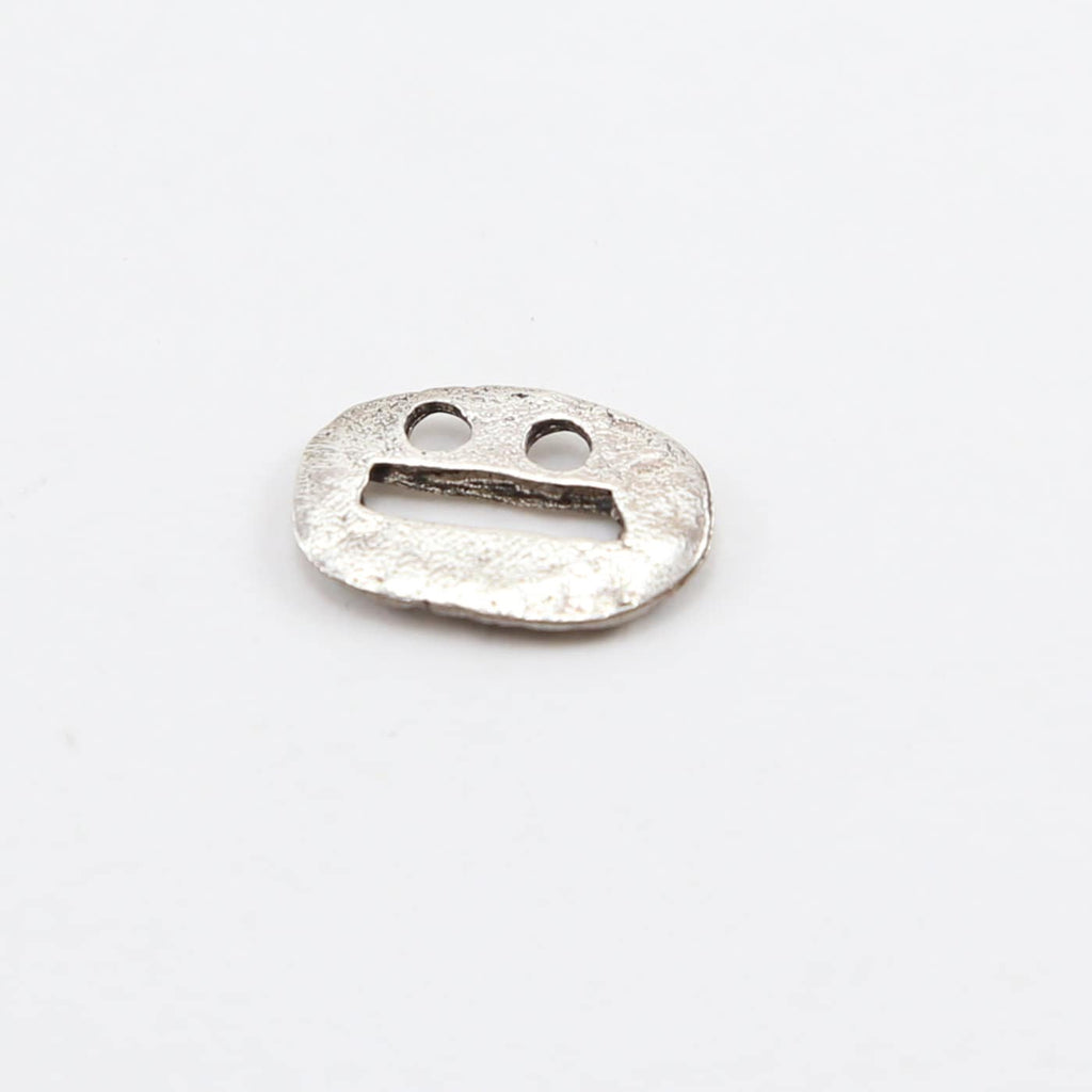 Sterling Silver Oval Dotted Leather Button Connector Charm
