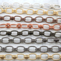 Brass Thick Sturdy Textured Oval Chain in Shiny Silver Gold – Sold by the Foot