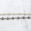 Brass Clover Flower Design Chain in Antique Silver Gunmetal – Sold by the Foot