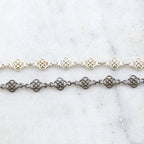 Brass Clover Flower Design Chain in Antique Silver Gunmetal – Sold by the Foot