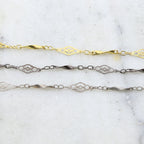 11mmx6mm Brass Ornate Filigree Shimmer Chain in Antique – Sold by the Foot