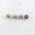 Rhodium Plated 6mm Small Pave Cubic Zirconia Ball Spacer Bead in Gold
