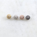 Rhodium Plated 6mm Small Pave Cubic Zirconia Ball Spacer Bead in Gold