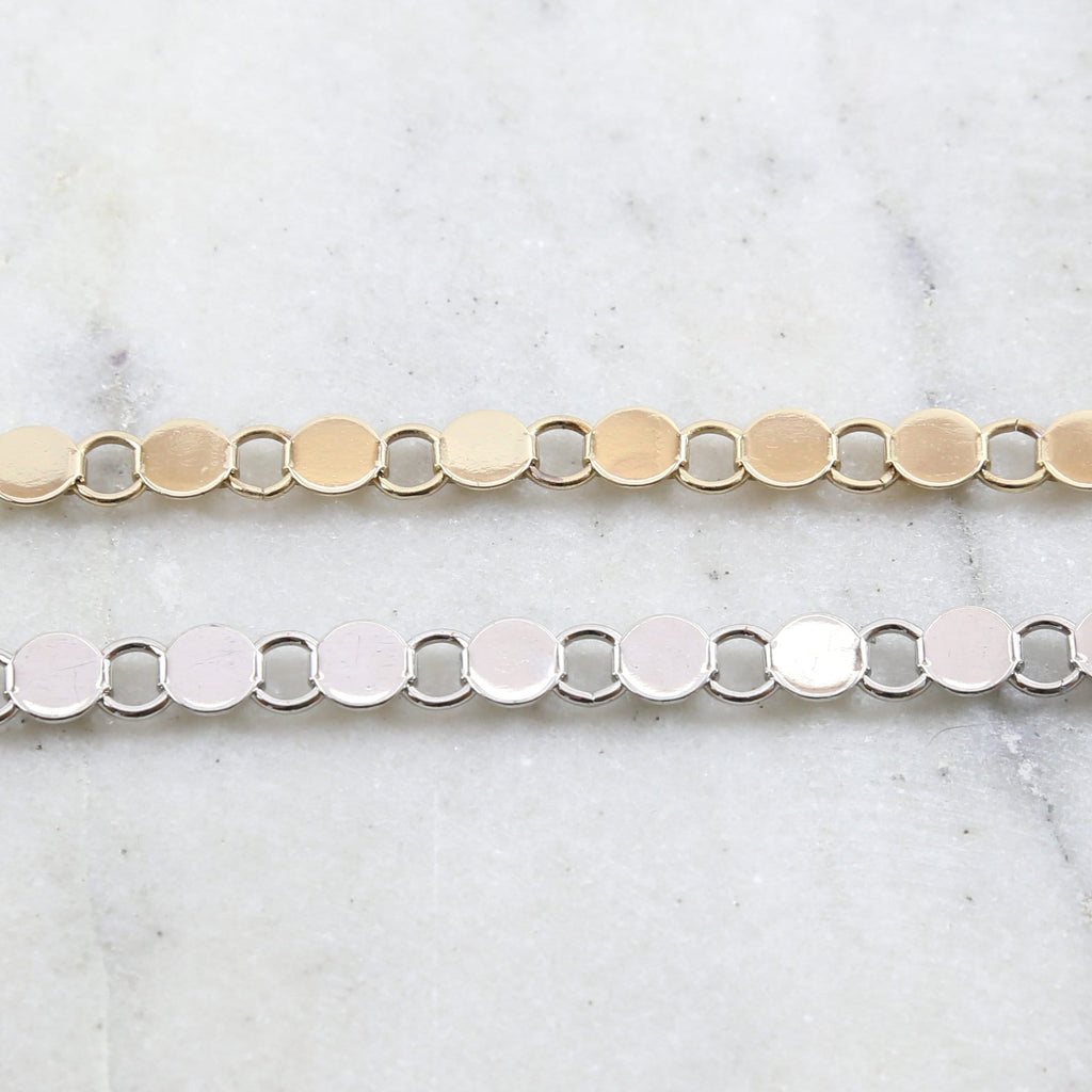 Brass Flat 7mm Circle Open Link Chain in Nickel Silver – Sold by the Foot