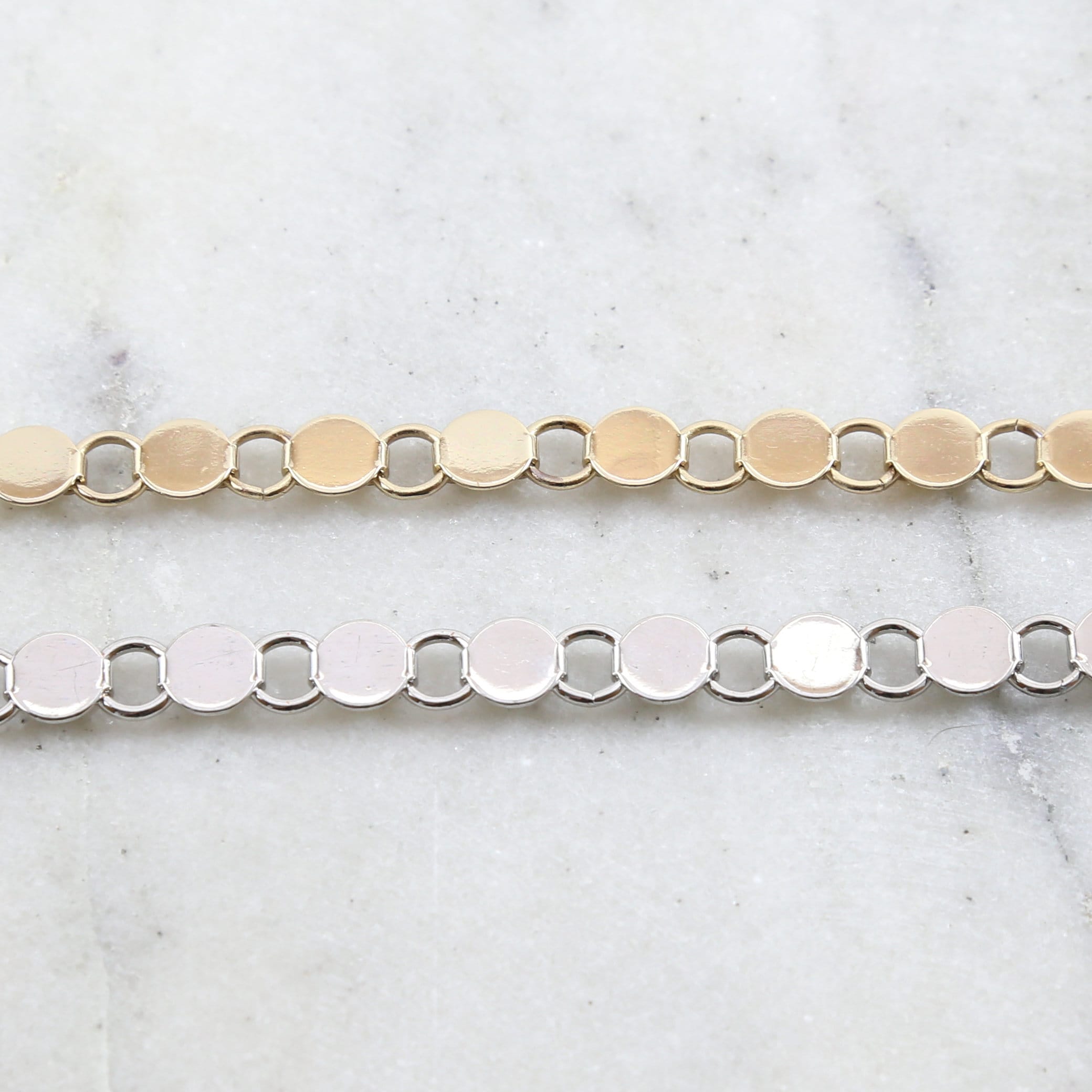 Brass Flat 7mm Circle Open Link Chain in Nickel Silver – Sold by the Foot