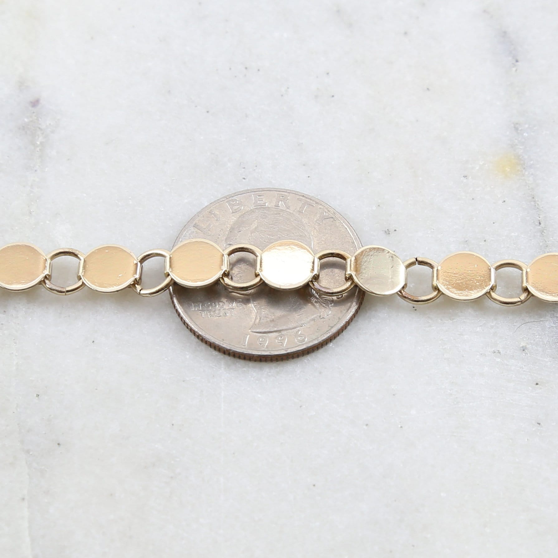 Brass Flat 7mm Circle Open Link Chain in Nickel Silver – Sold by the Foot