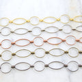 Brass Large Oval and Circle Chain in Antique Silver Shiny – Sold by the Foot
