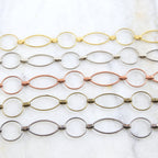Brass Large Oval and Circle Chain in Antique Silver Shiny – Sold by the Foot