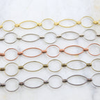 Brass Large Oval and Circle Chain in Antique Silver Shiny – Sold by the Foot