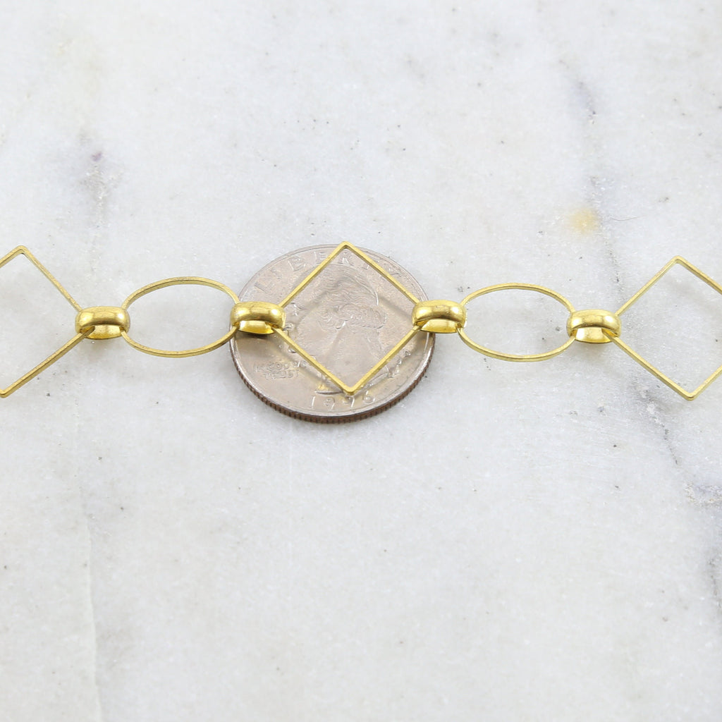 Brass Large Square and Oval Chain in Antique Silver Shiny – Sold by the Foot