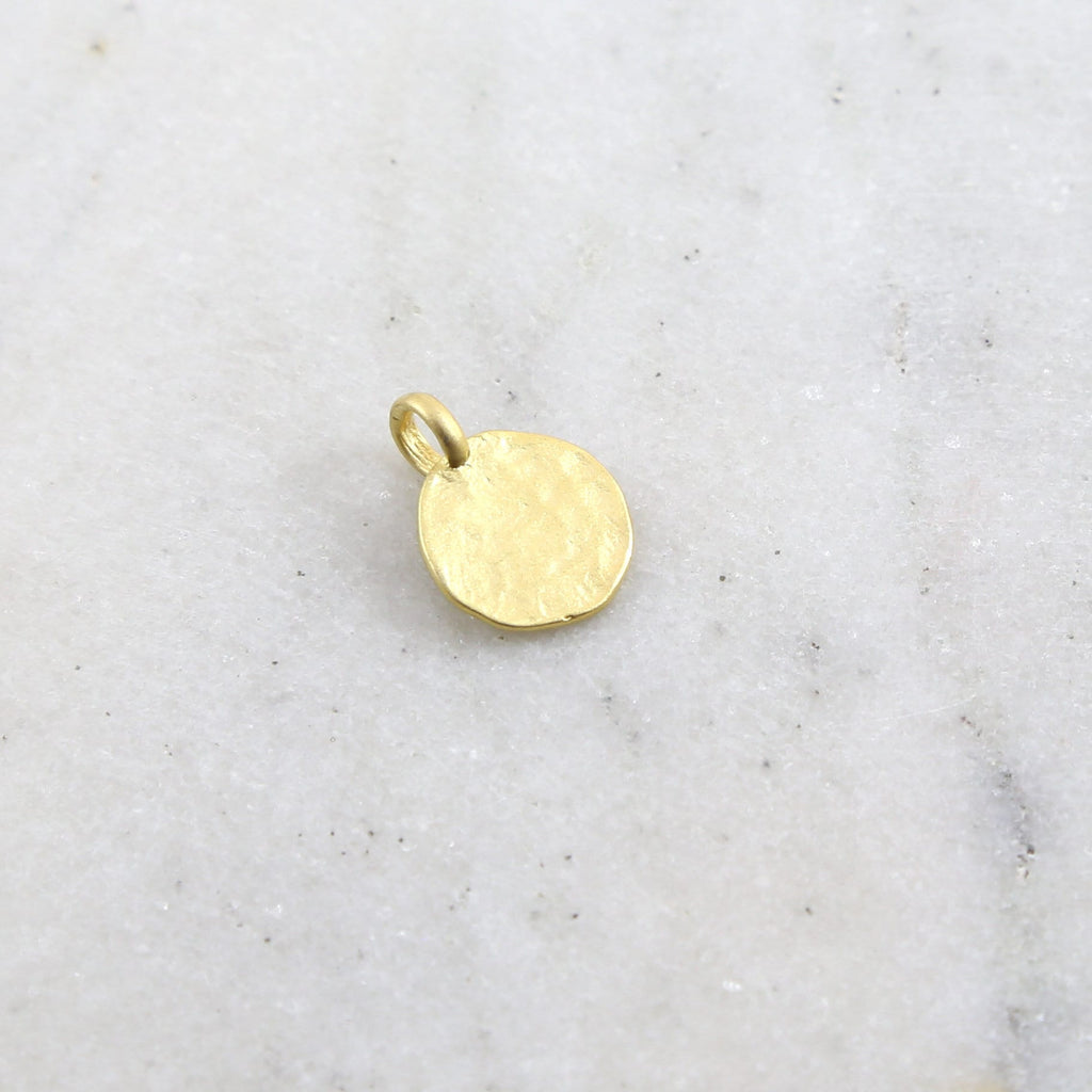 Vermeil Brushed Textured Alphabet Initial Letter Disk Circle