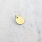 Vermeil Brushed Textured Alphabet Initial Letter Disk Circle