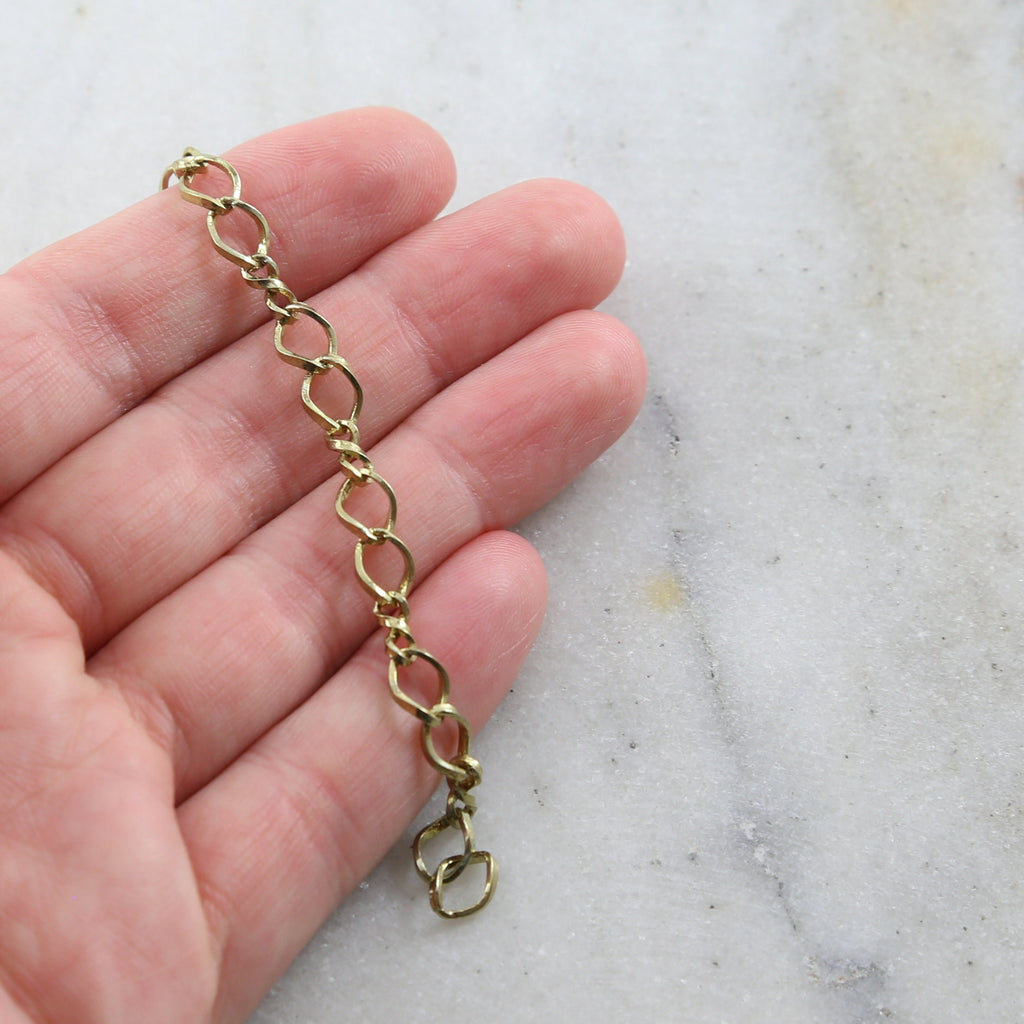 Brass Double Loop Curb Chain Extender Shiny Gold Silver – Sold by the Foot