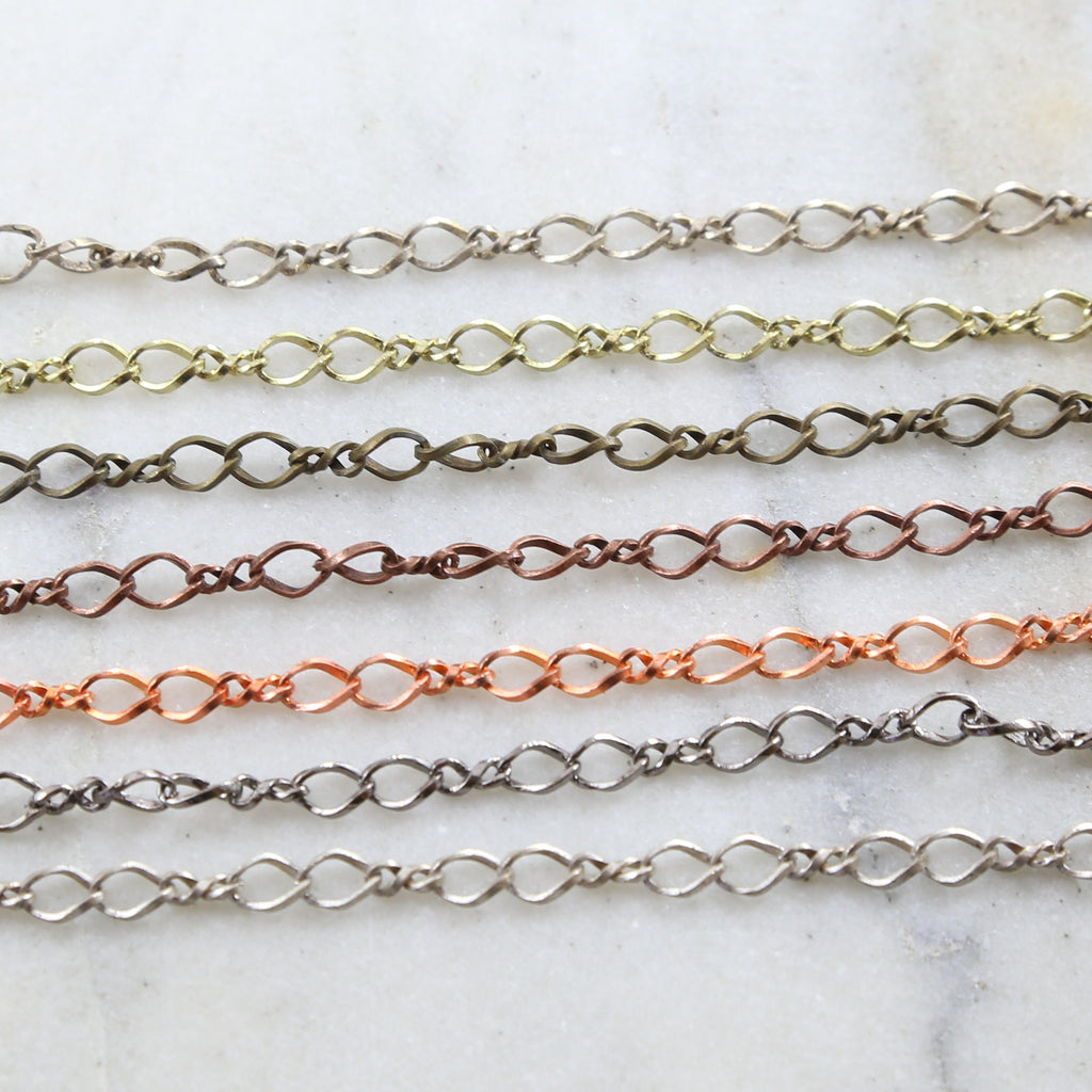 Brass Double Loop Curb Chain Extender Shiny Gold Silver – Sold by the Foot