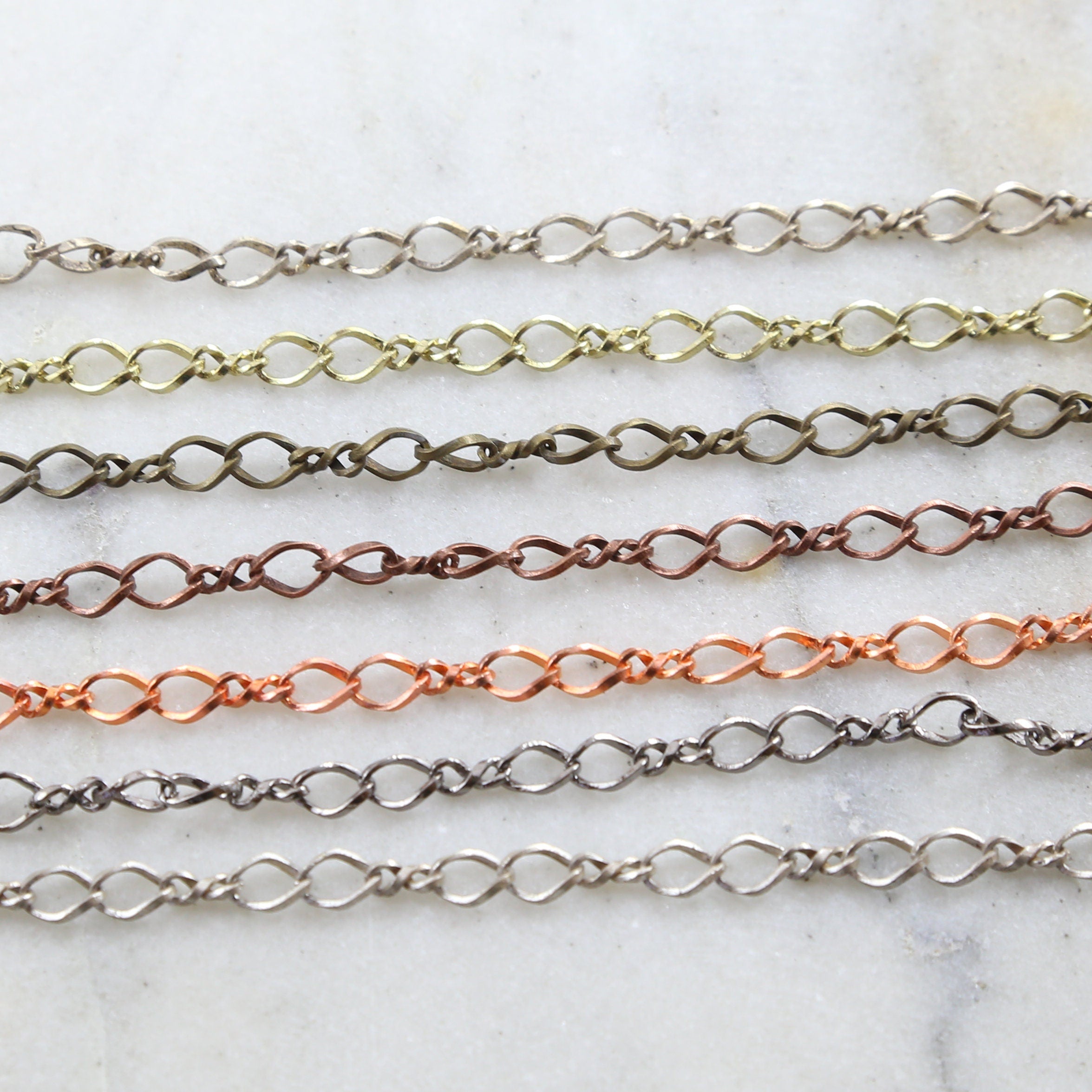 Brass Double Loop Curb Chain Extender Shiny Gold Silver – Sold by the Foot
