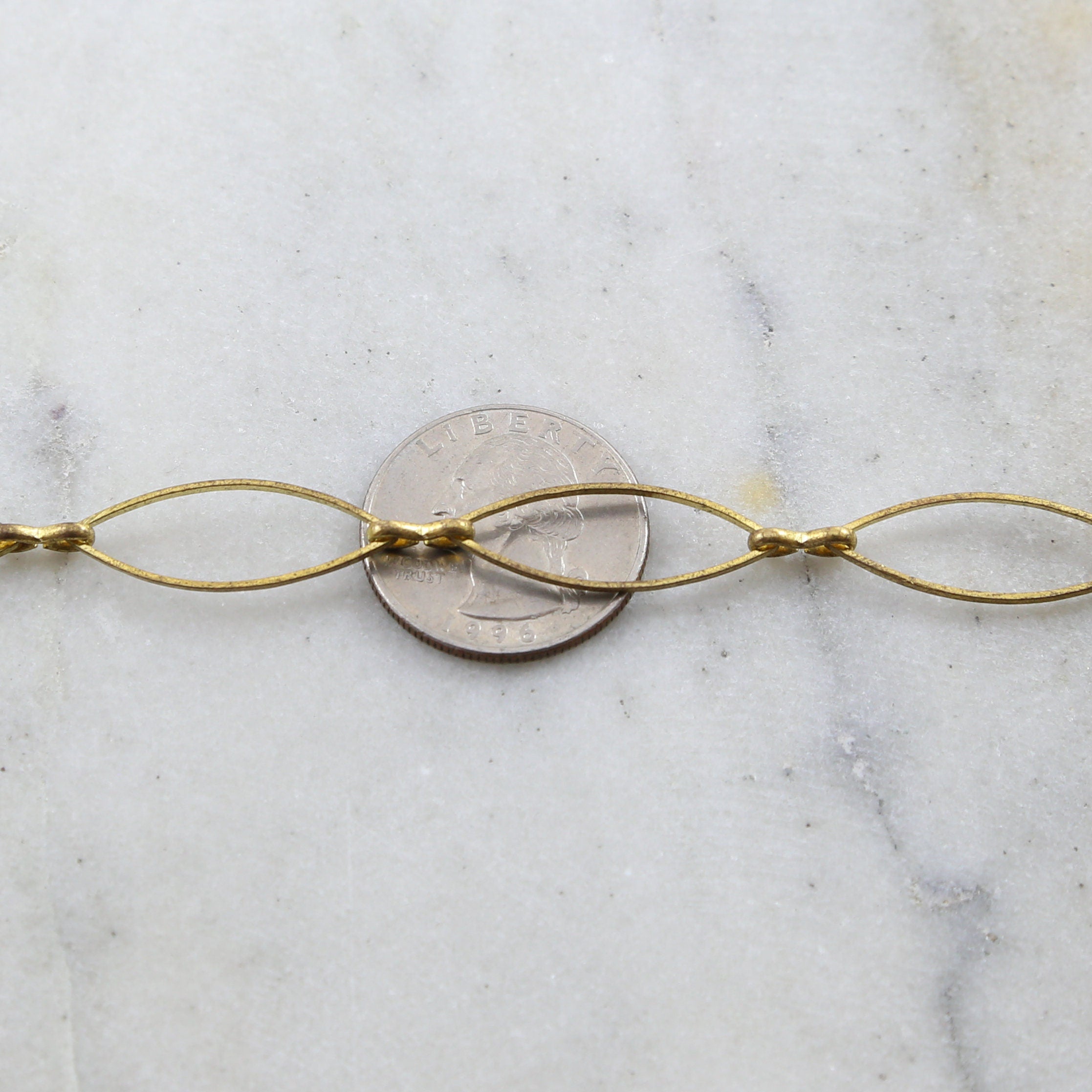 28mmx9mm Brass Large Pointed Oval Chain in Antique Silver – Sold by the Foot