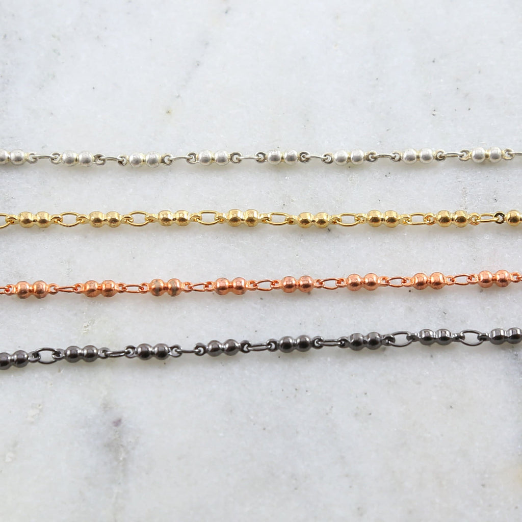 Brass Chain Double Ball Chain in Shiny Gold Shiny Silver – Sold by the Foot