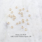 14K Gold Filled 4mm 22 Gauge Open Jump Rings Charm Links Gold Findings (25pc)