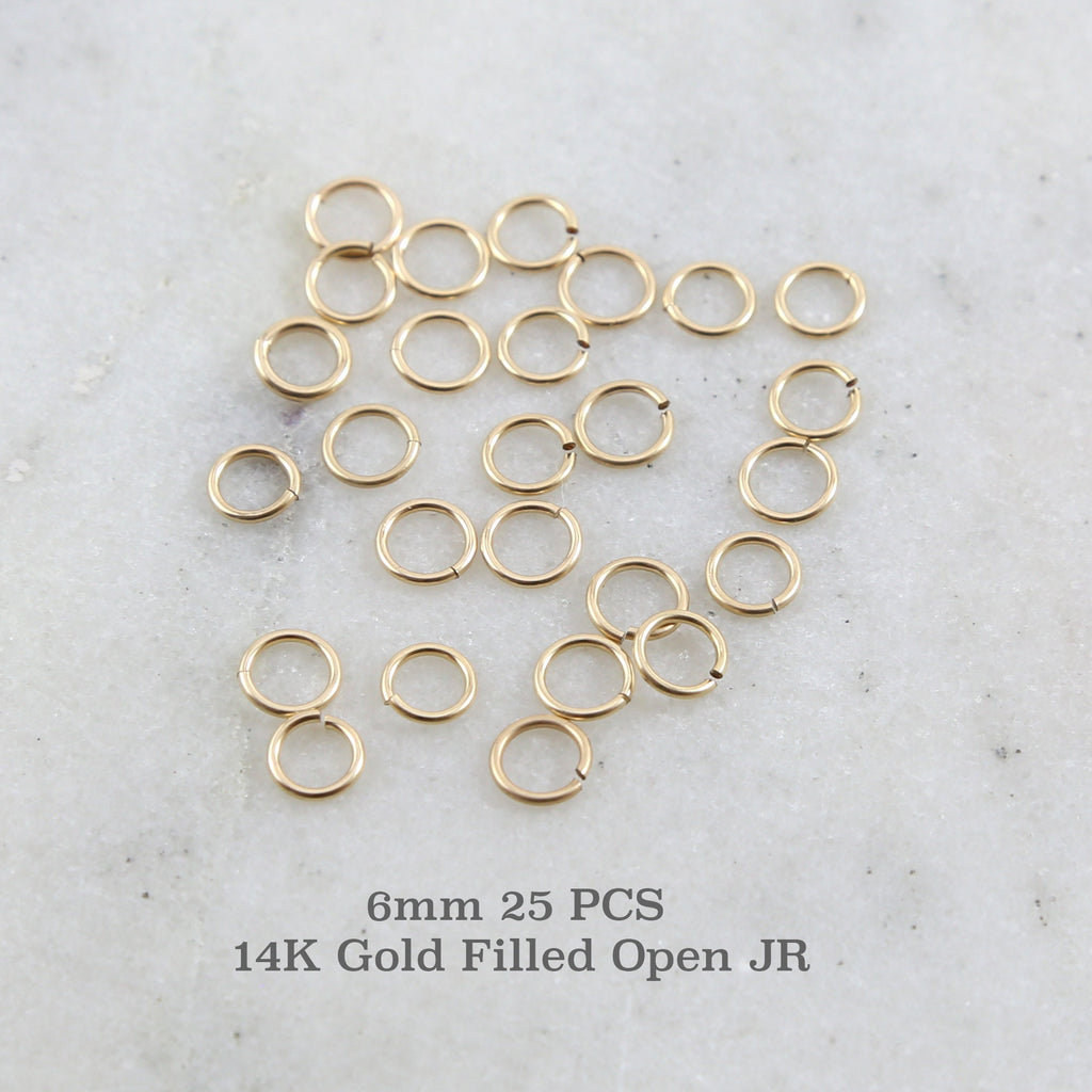 14K Gold Filled 6mm 20 Gauge Open Jump Rings Charm Links Gold Findings (25pc)
