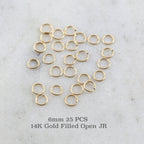 14K Gold Filled 6mm 20 Gauge Open Jump Rings Charm Links Gold Findings (25pc)