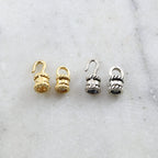Sterling Silver or Vermeil 4mm Large Leather Cord Crimp End Hook and Eye End