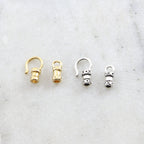 Sterling Silver or Vermeil 2mm Medium Small Leather Cord Crimp End Hook