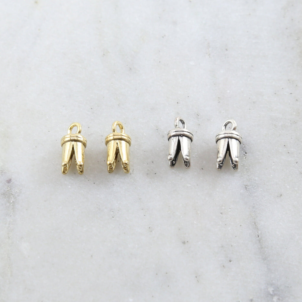 Sterling Silver or Vermeil or Large 4 Prong Pinch Crimp End Caps for 4-3mm