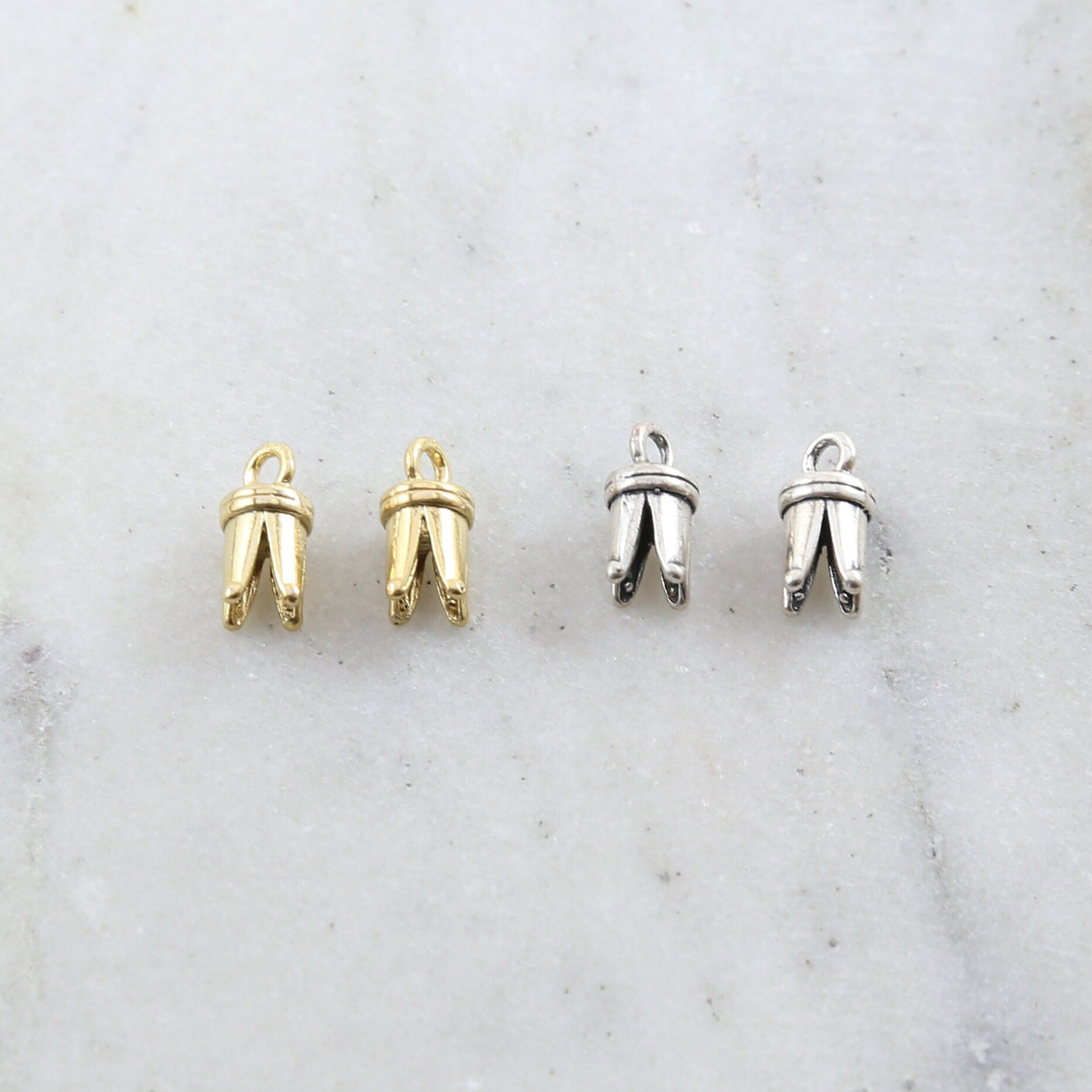 Sterling Silver or Vermeil or Large 4 Prong Pinch Crimp End Caps for 4-3mm