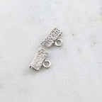 Sterling Silver 11mm Hammered Textured Flat Ribbon Crimp Cord Lace Ends