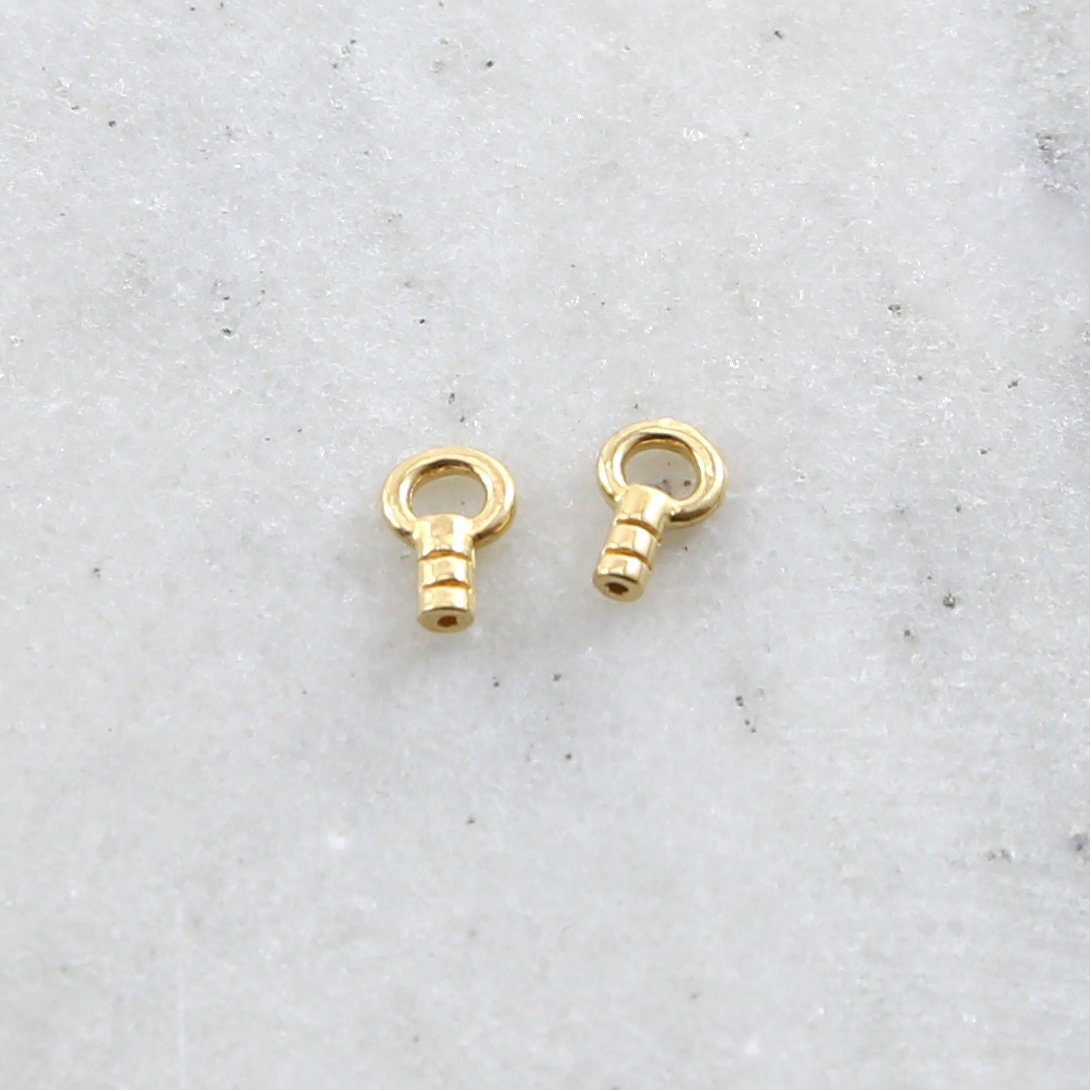 Vermeil Small .7mm Opening Beading Chain End Cap Crimp Set