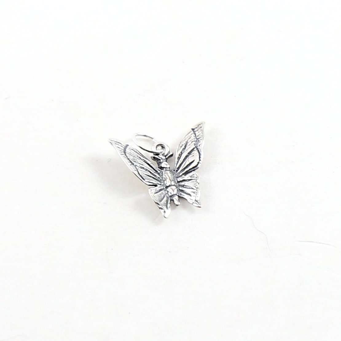 10mmx13mm Sterling Silver Beautiful Detailed Fluttering Butterfly Charm Nature