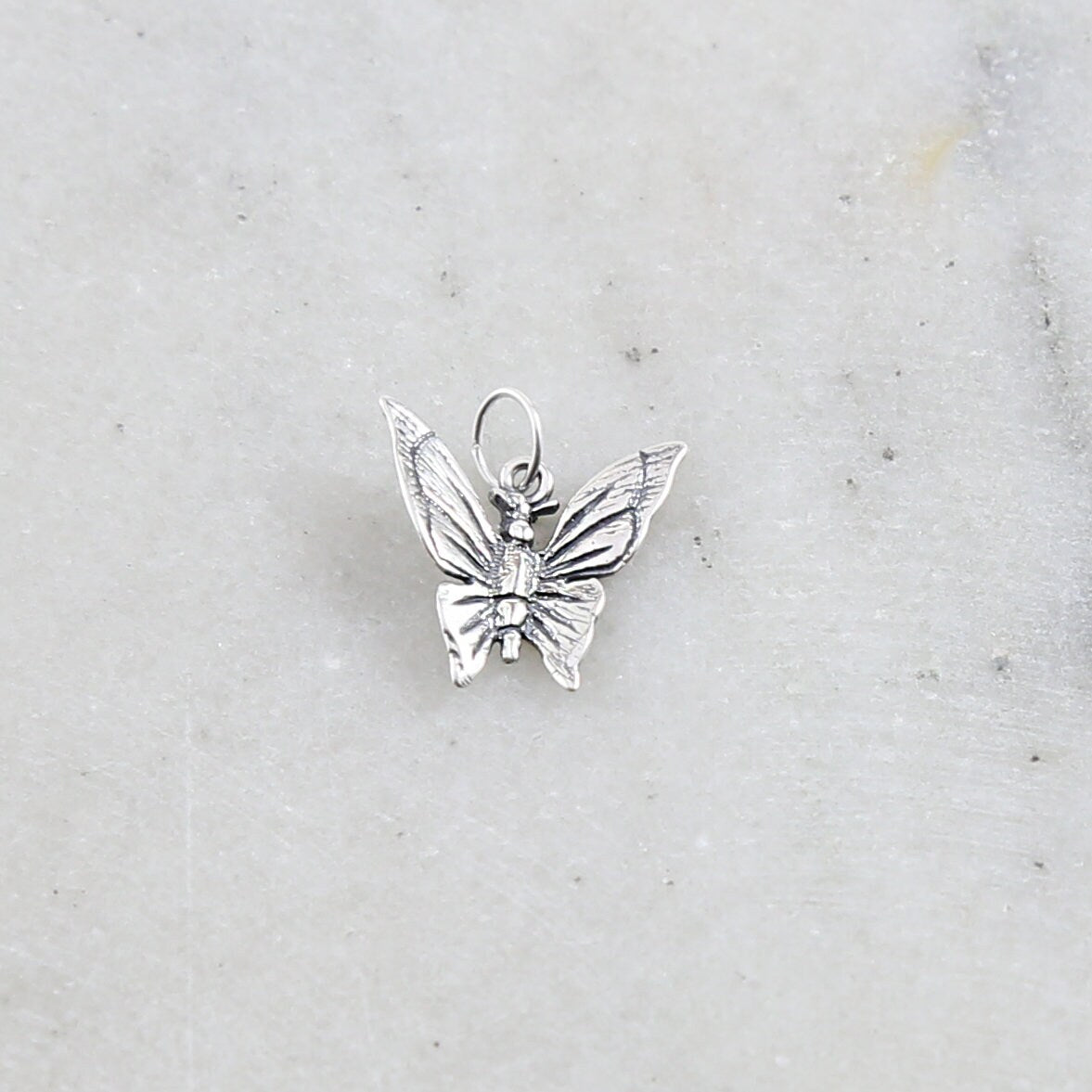 10mmx13mm Sterling Silver Beautiful Detailed Fluttering Butterfly Charm Nature