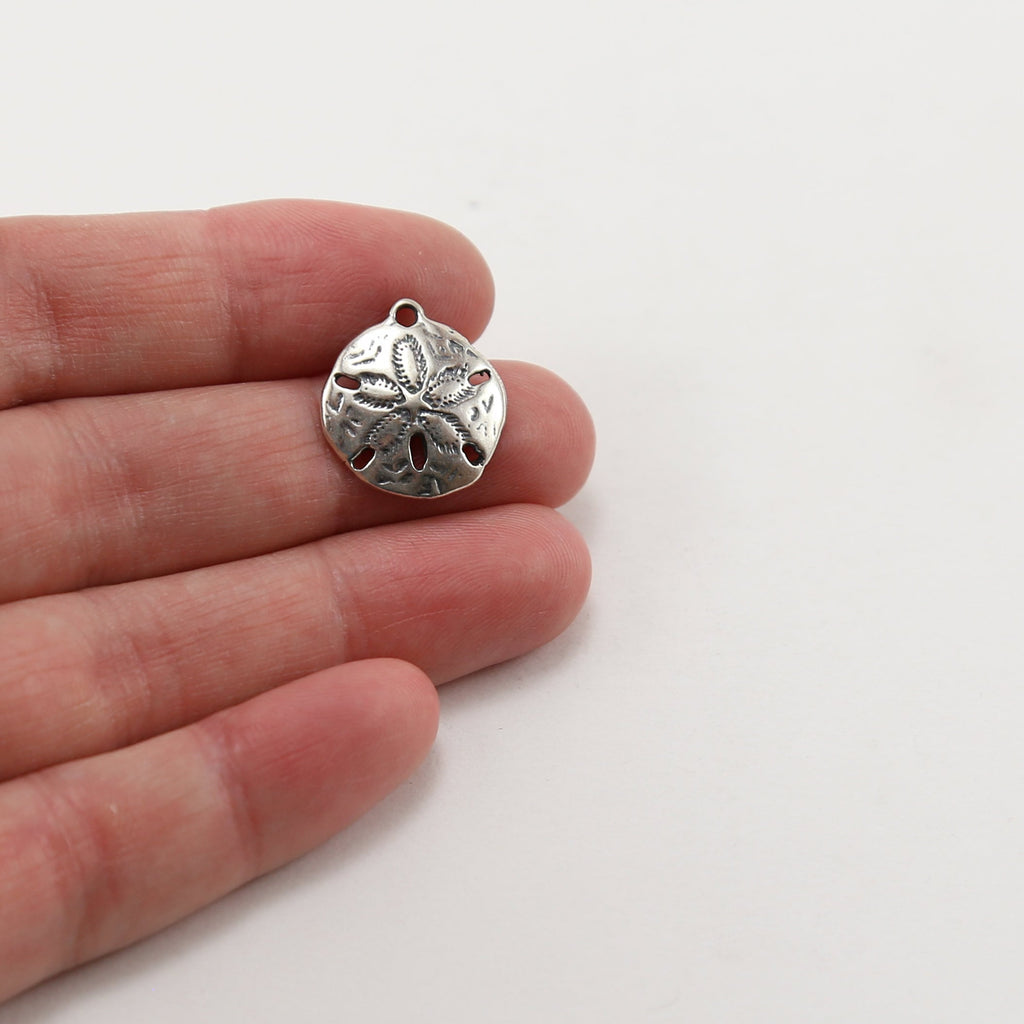 Sterling Silver Large Sand Dollar Ocean Nautical Charm Pendant