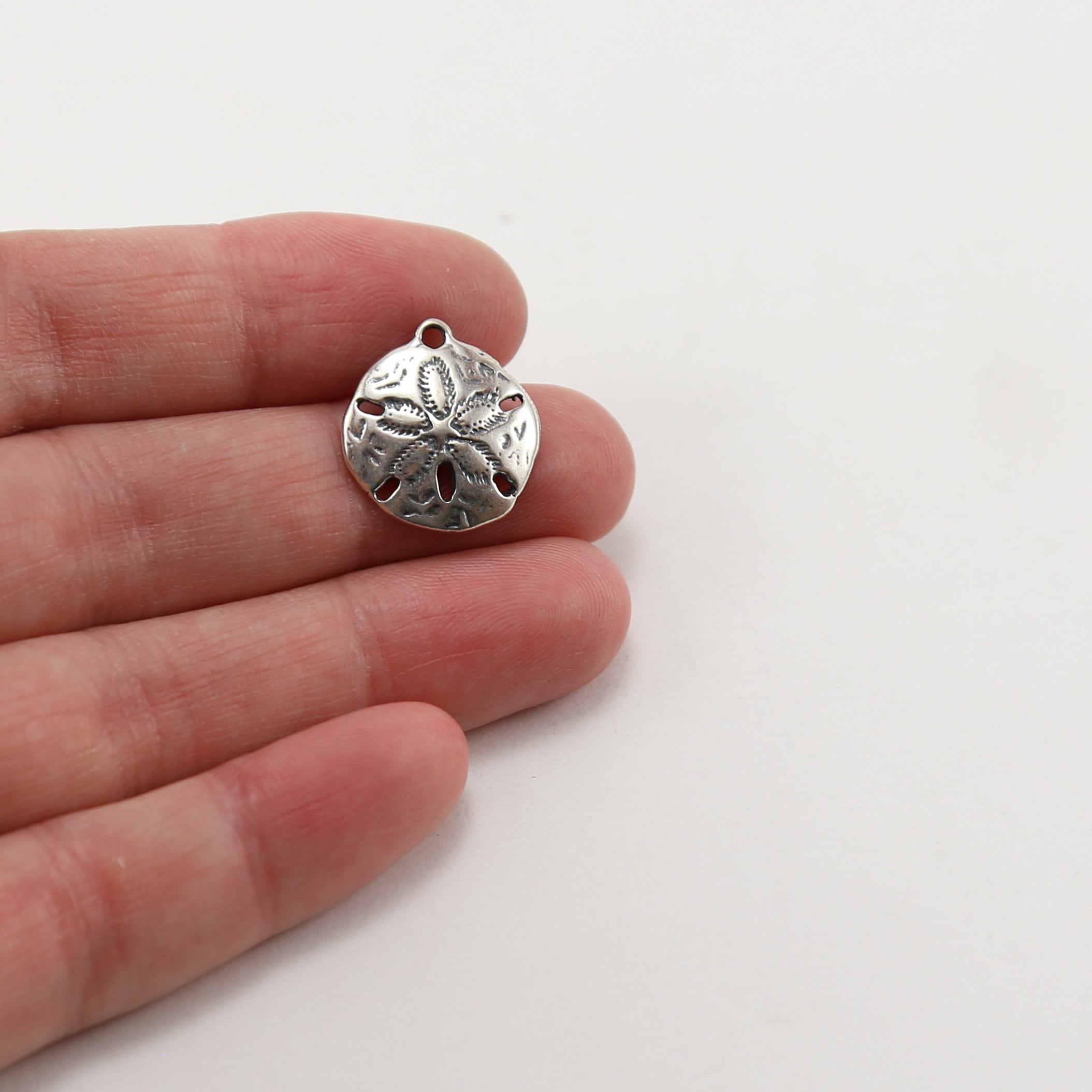 Sterling Silver Large Sand Dollar Ocean Nautical Charm Pendant