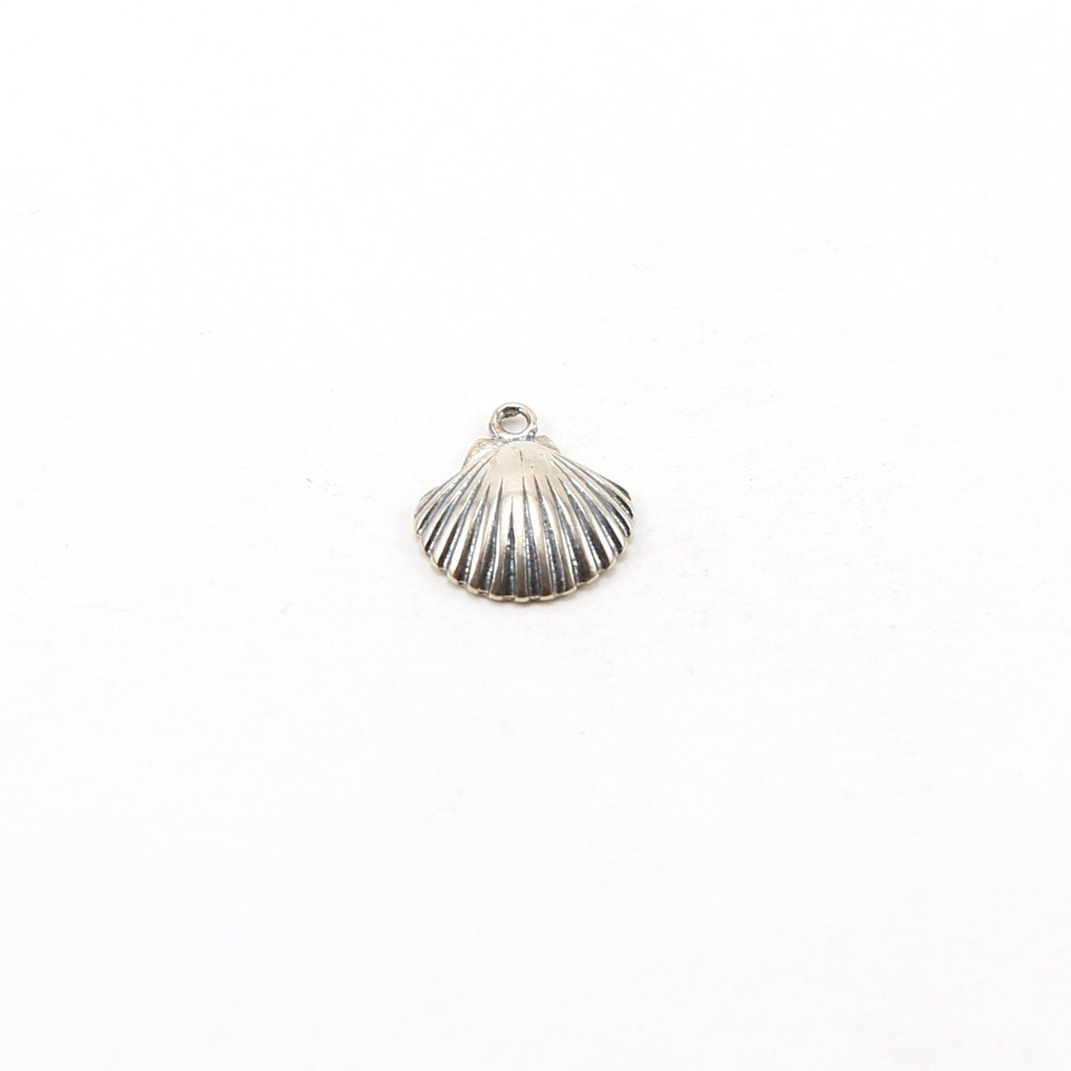 Sterling Silver Large Shell Ocean Nautical Charm Pendant